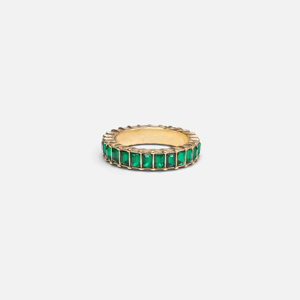 Load image into Gallery viewer, Set of four golden rings with emerald stones and pearls

