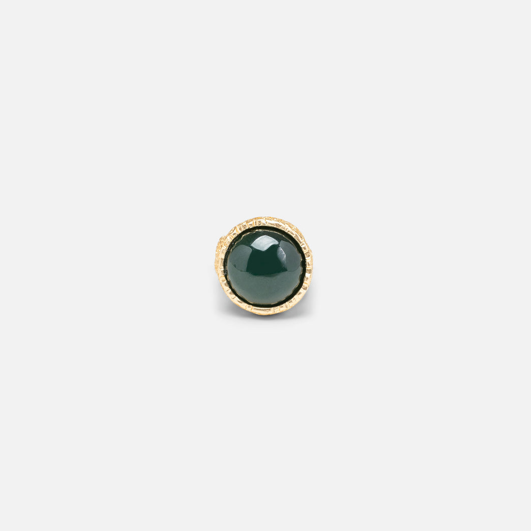 Textured gold ring with green stone