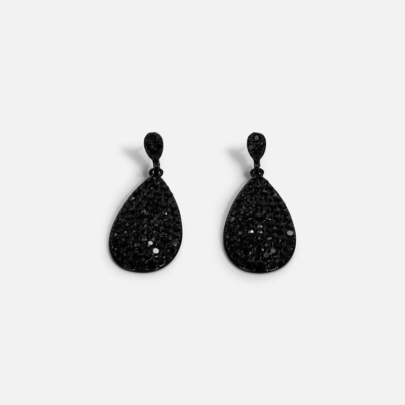 Boucles d'oreilles pendantes noires en forme de goutte