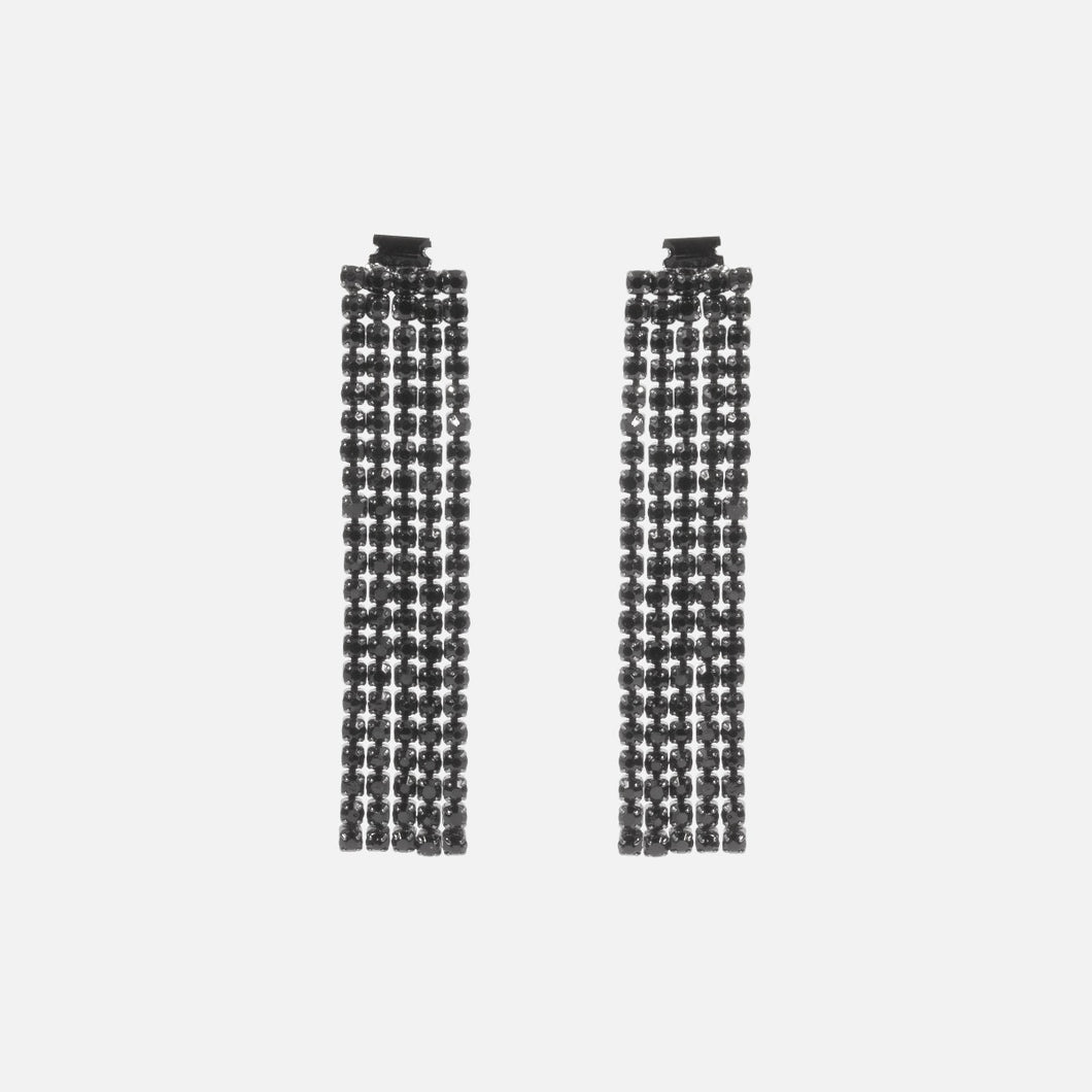 Long earrings with  5 rows of black stones   