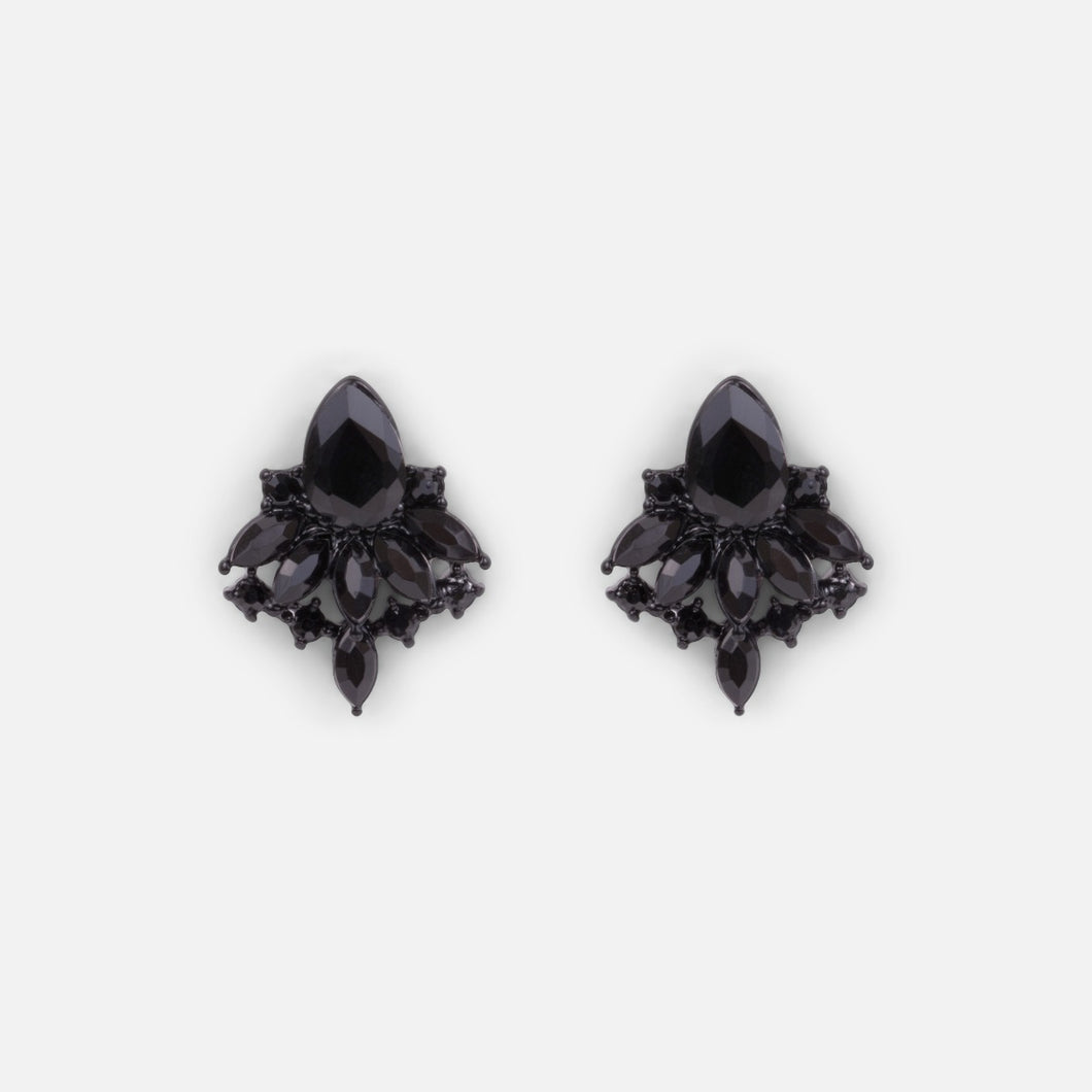 Abstract shape earrings with black stones