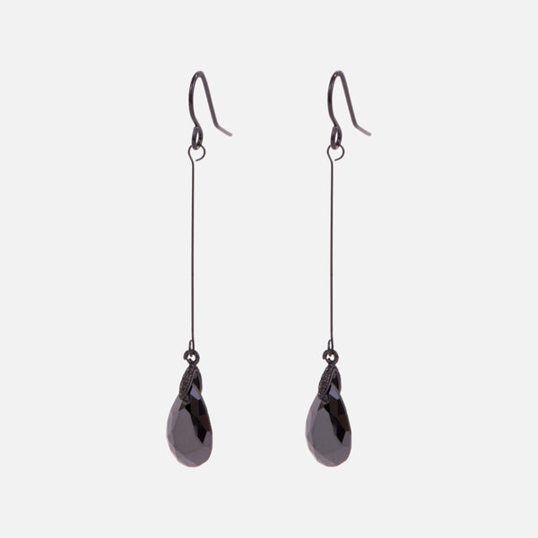 Load image into Gallery viewer, Black earrings stem and drop-shaped stone
