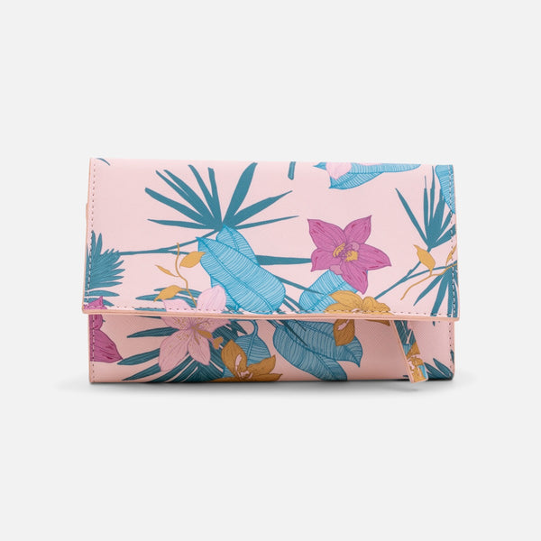 Load image into Gallery viewer, Foldable jewelry organizer with tropical print
