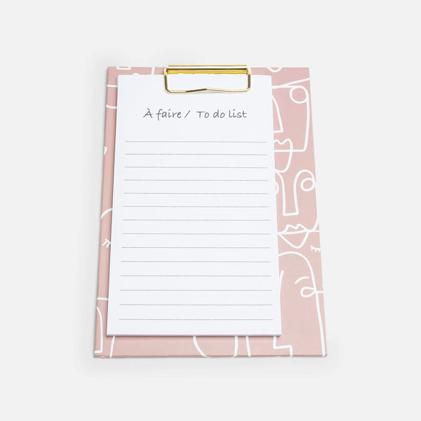 Load image into Gallery viewer, Pink abstract faces clipboard with notepad
