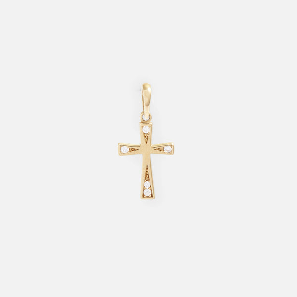 Load image into Gallery viewer, 10k yellow gold cross charm with stones at the ends 
