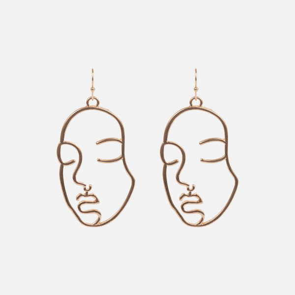 Load image into Gallery viewer, Golden woman face earrings
