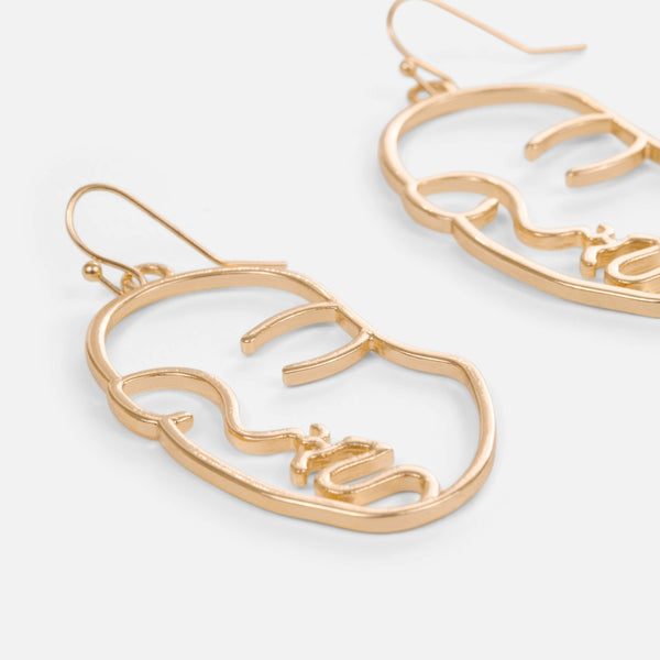 Load image into Gallery viewer, Golden woman face earrings
