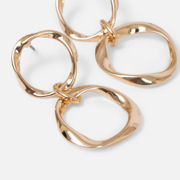 Load image into Gallery viewer, Golden earrings with two wavy hoops   
