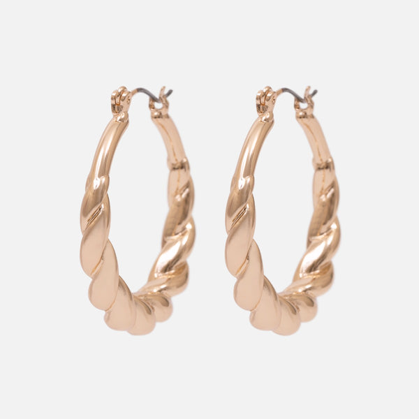 Load image into Gallery viewer, Golden twisted hoop earrings
