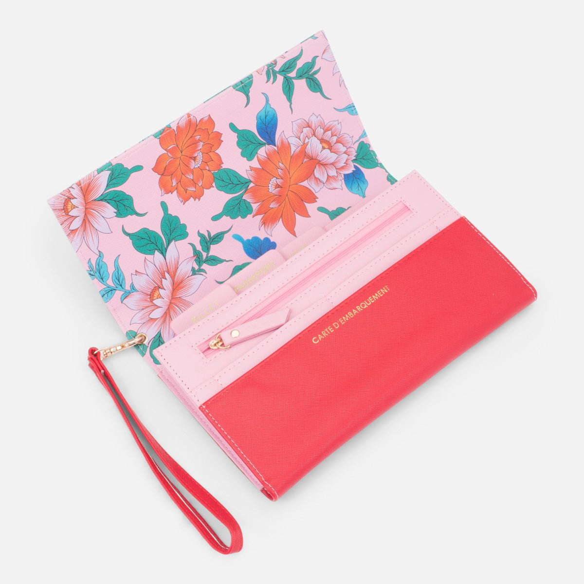 Travel documents holder with vintage flowers   