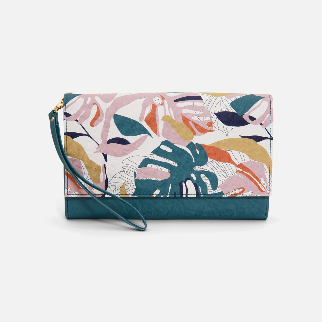 Travel documents holder with leaves print