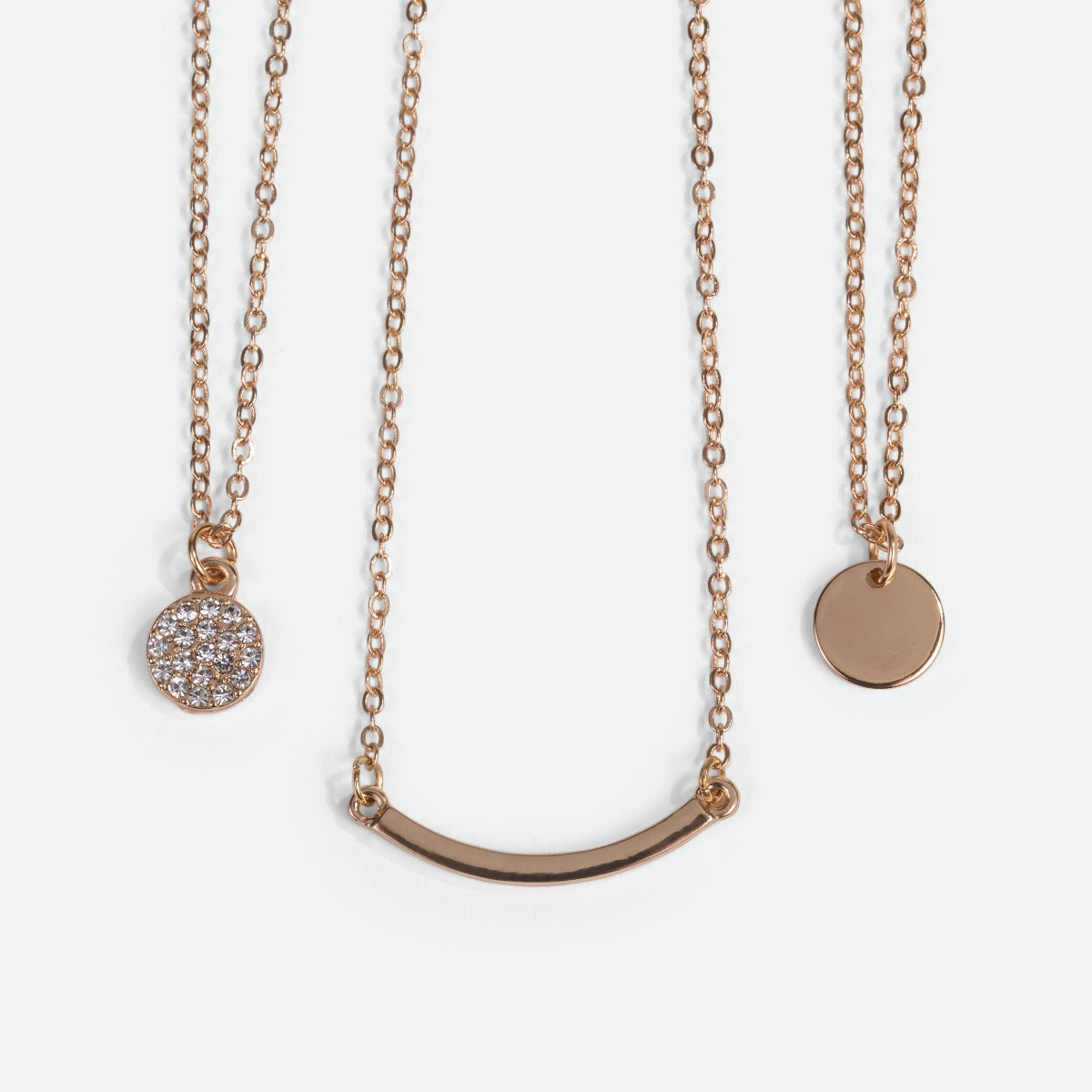 Pendentif 3 en 1 avec cercles et barre courbée