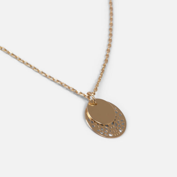 Load image into Gallery viewer, Golden pendant with 2 superimposed circular charms
