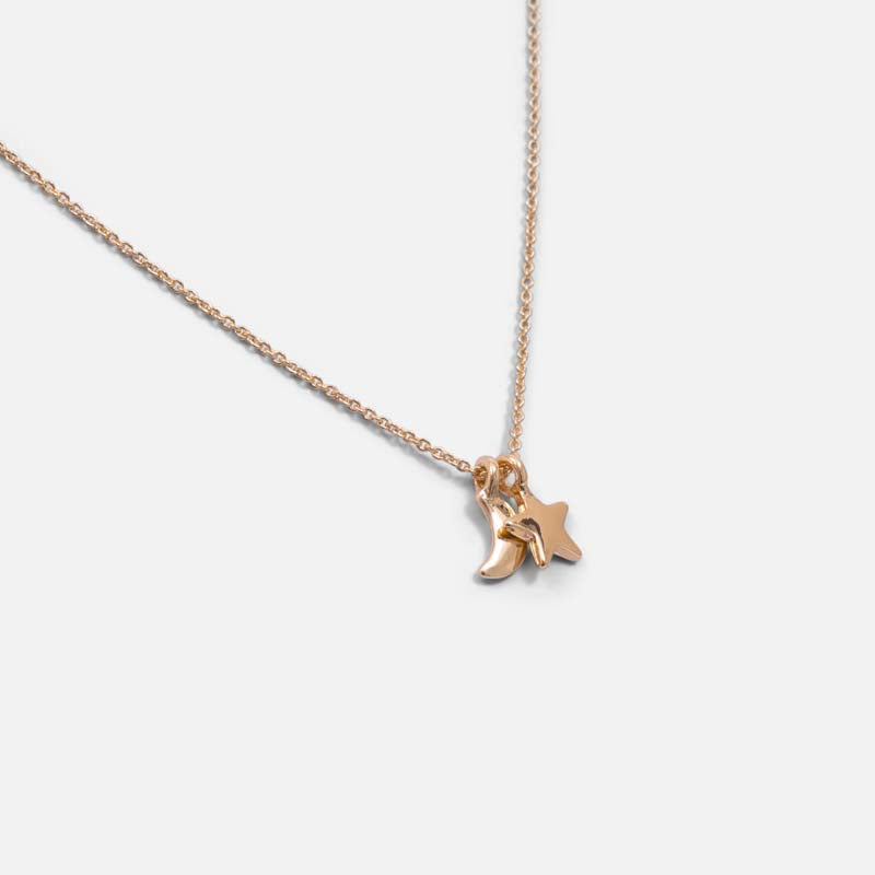 Golden pendant with star and moon charm