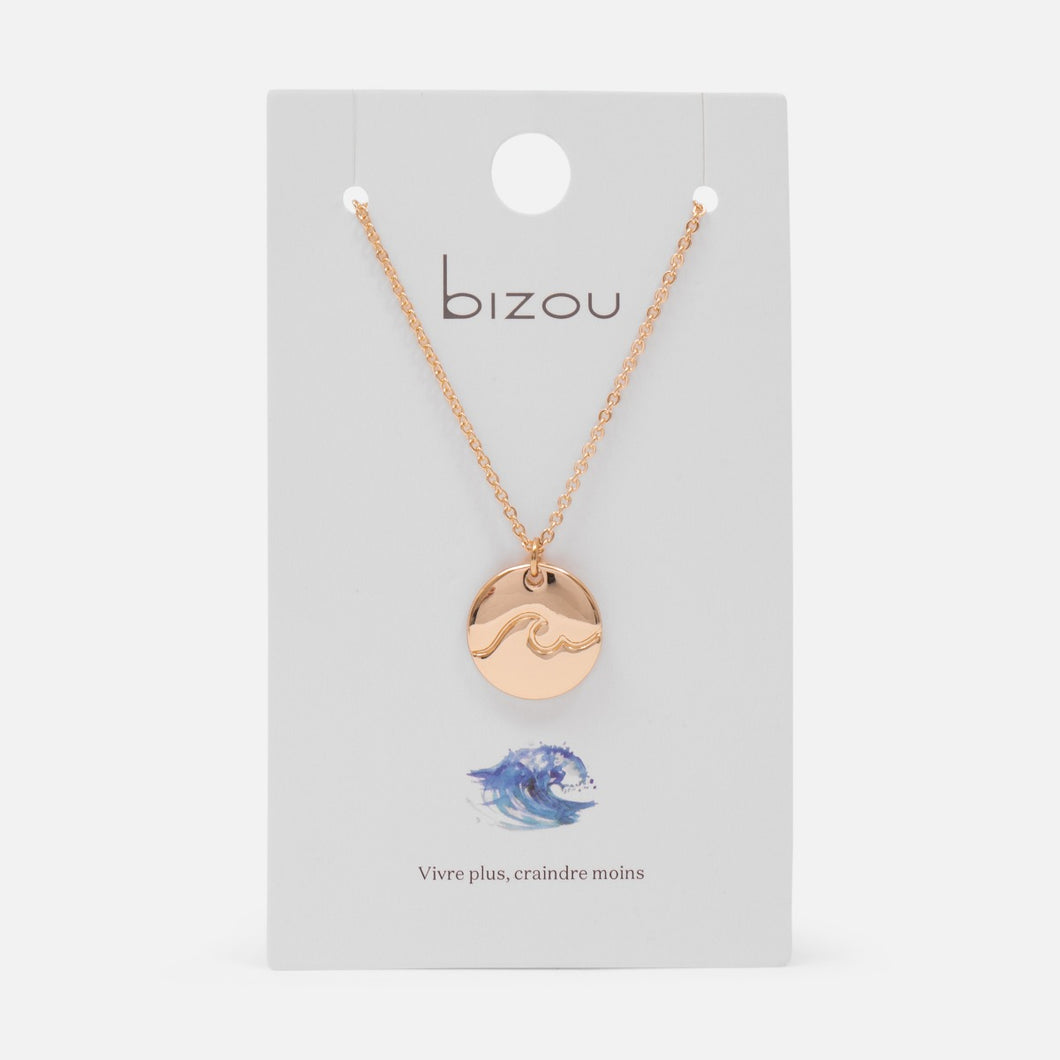 Golden pendant with wave charm