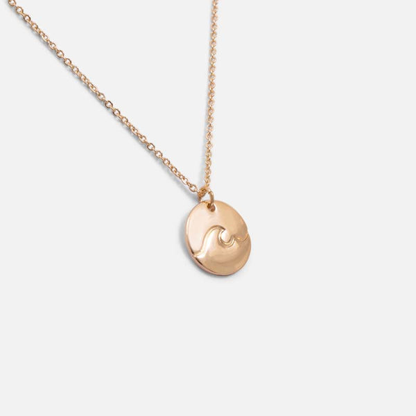 Load image into Gallery viewer, Golden pendant with wave charm
