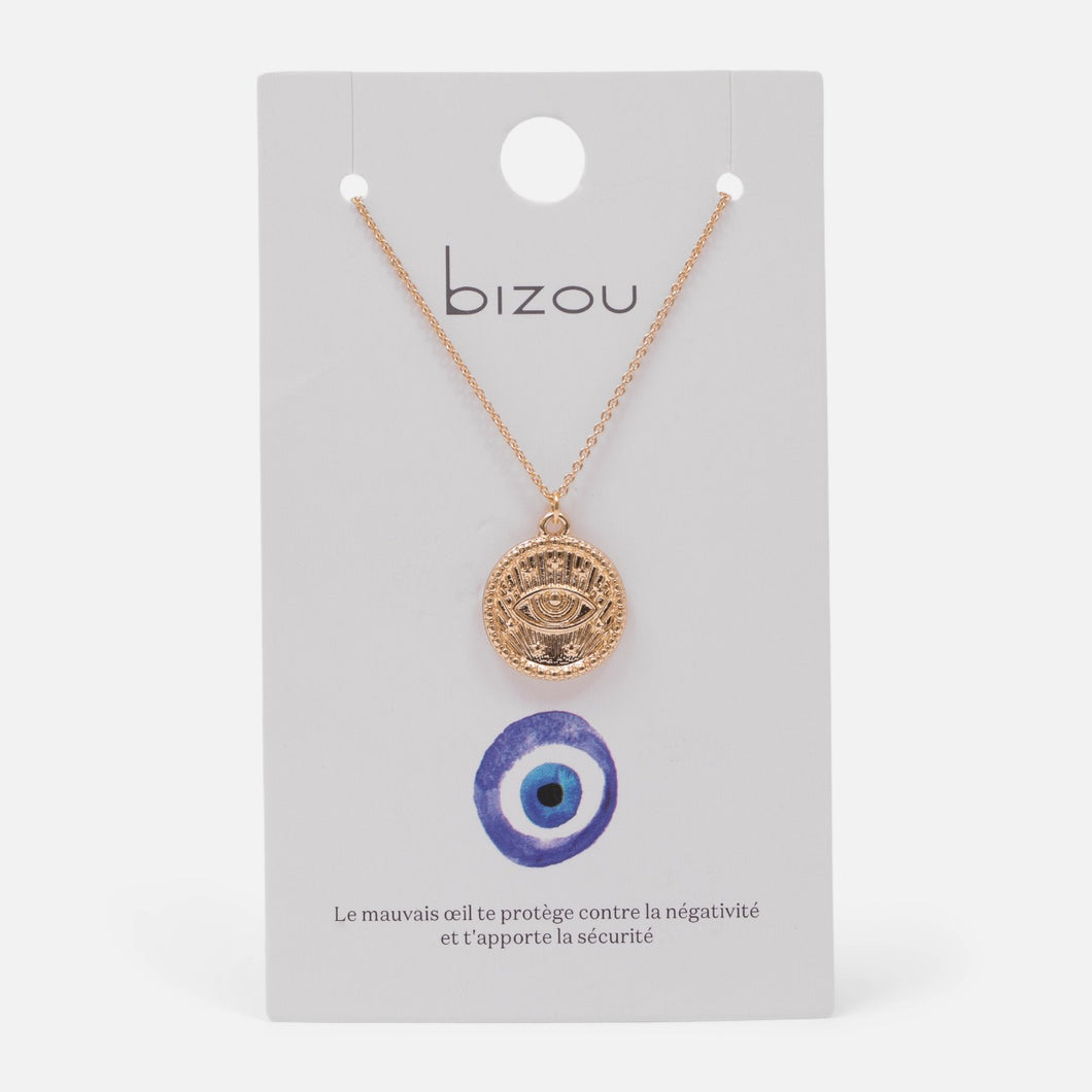 Golden pendant with protection eye charm