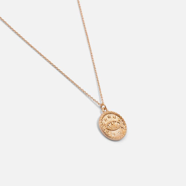 Load image into Gallery viewer, Golden pendant with protection eye charm
