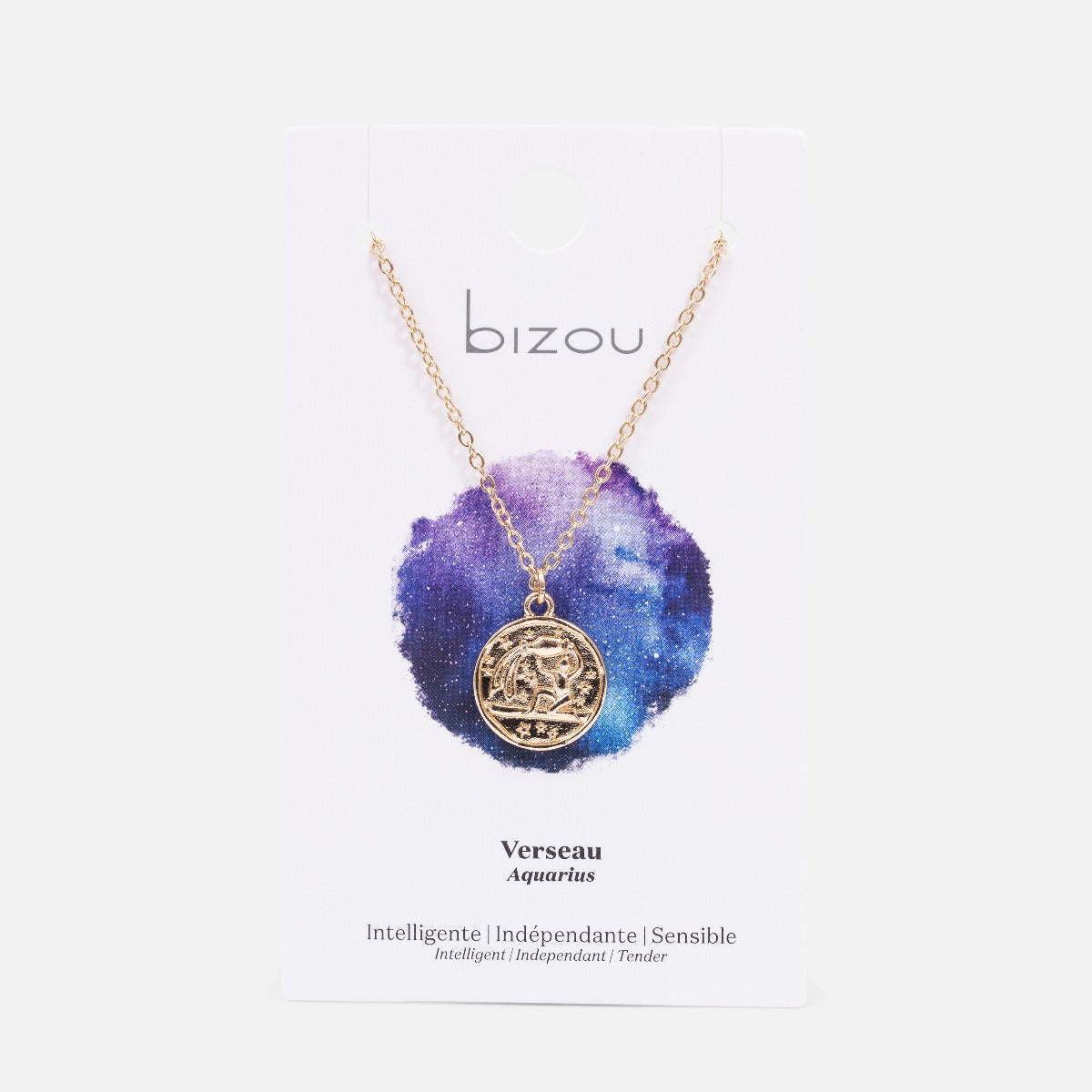 Pendentif doré signe astrologique « verseau »