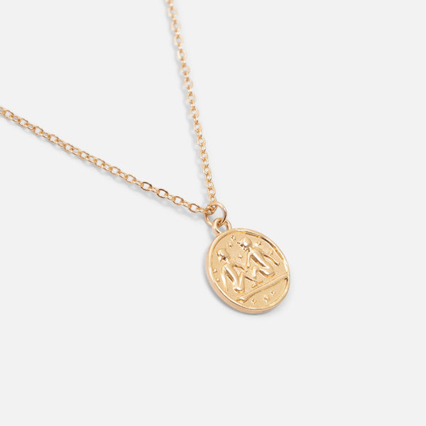 Load image into Gallery viewer, Golden pendant astrological sign &quot;gemini&quot;
