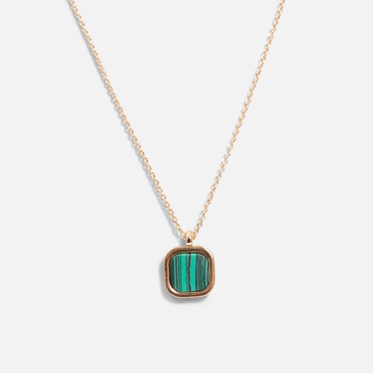 Pendentif doré pierre « malachite »