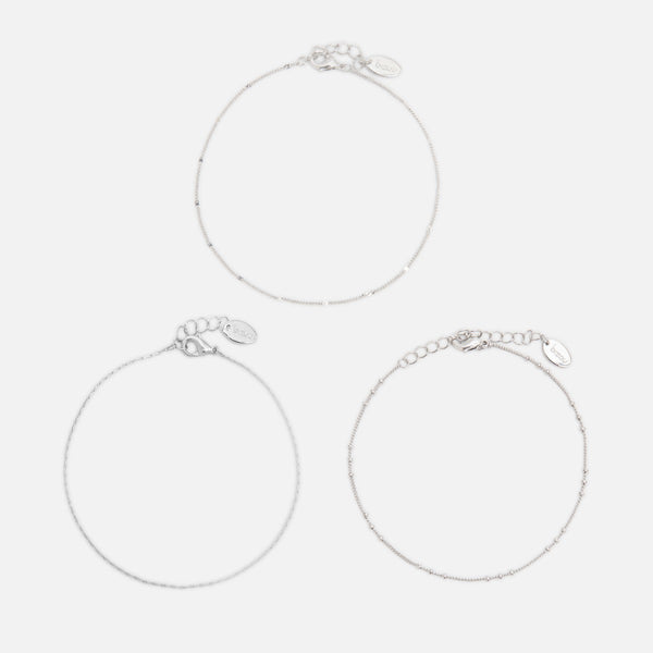 Load image into Gallery viewer, Set of three silvered delicate mesh ankle chains

