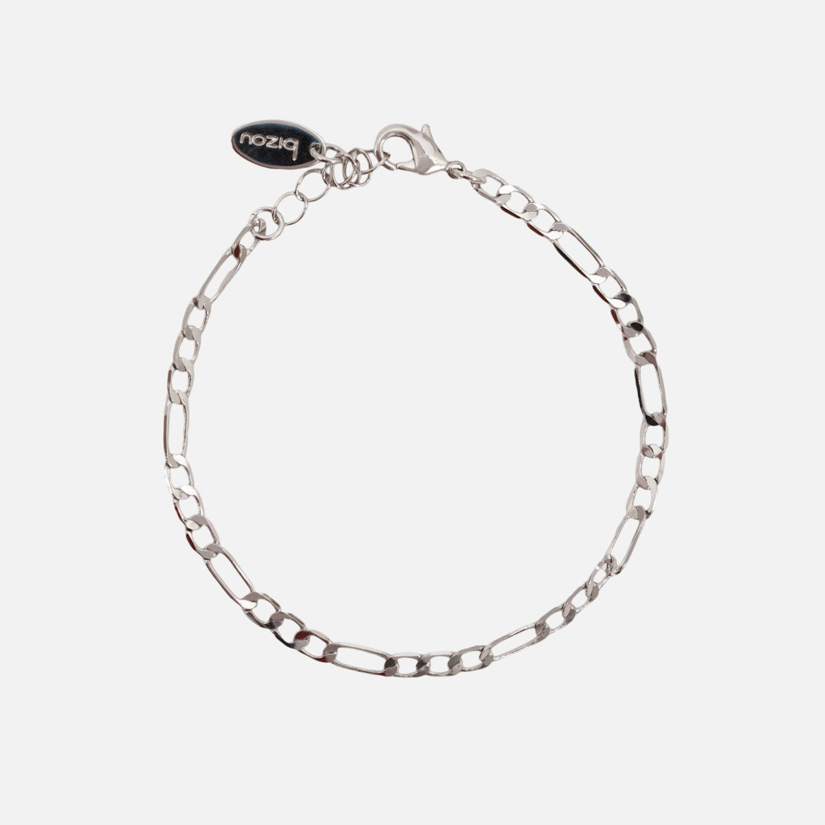 Duo of silver bracelets with figaro mesh and snake chain