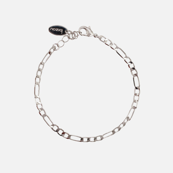 Load image into Gallery viewer, Duo of silver bracelets with figaro mesh and snake chain

