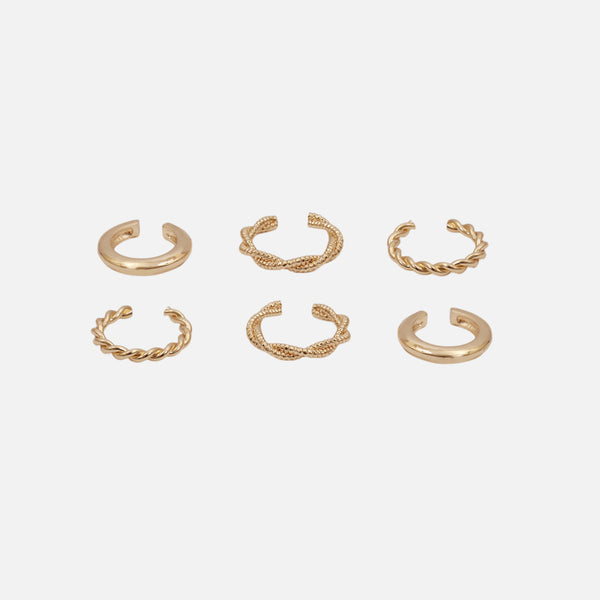 Load image into Gallery viewer, Set of 6 golden ear cuffs
