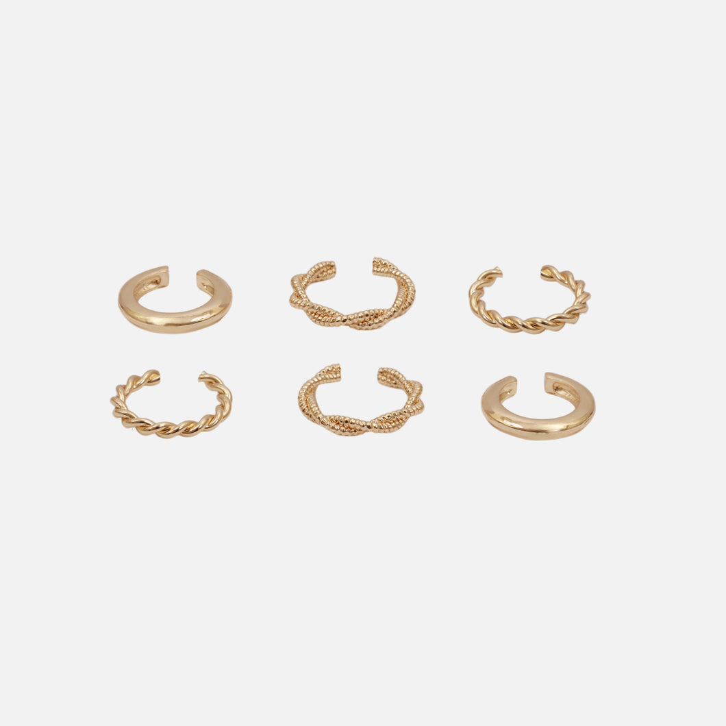 Set of 6 golden ear cuffs