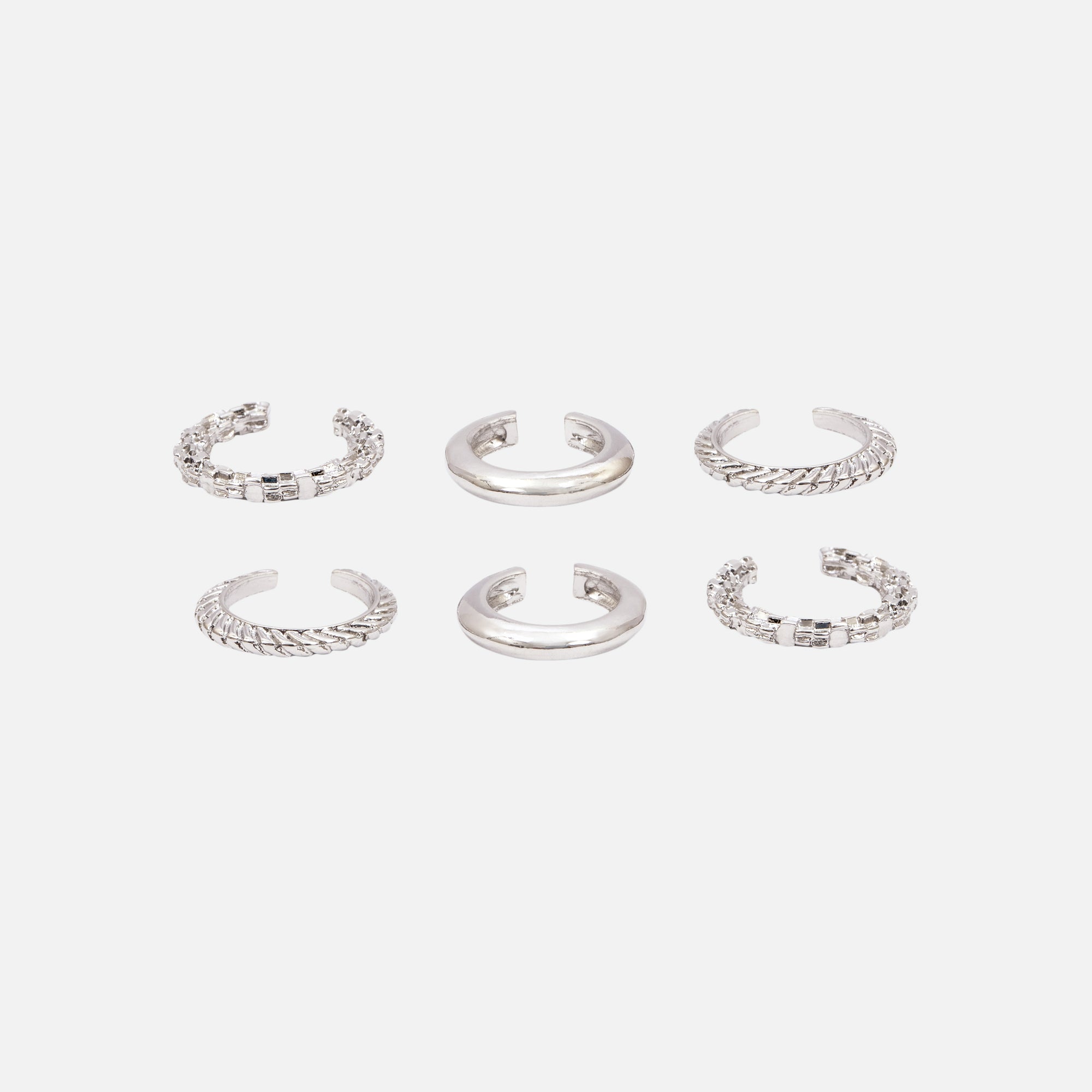 Set of 6 silver ear cuffs