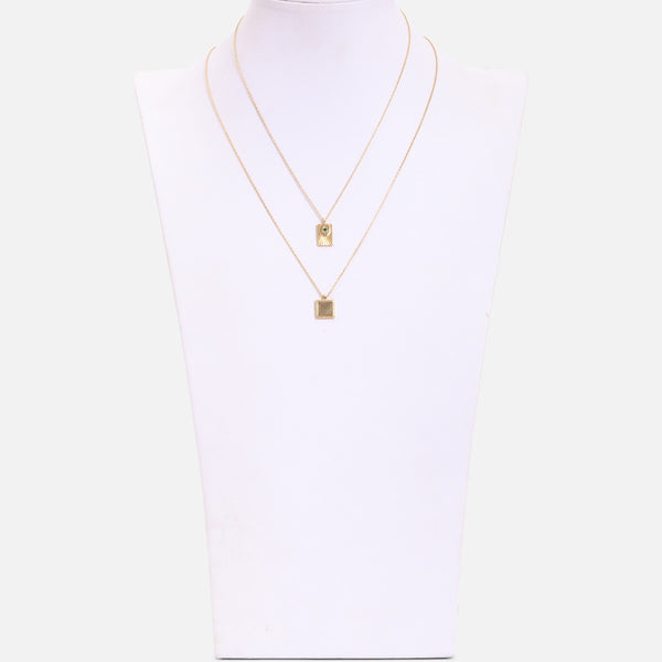 Load image into Gallery viewer, Double golden pendant with square and star medallions
