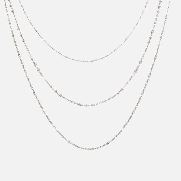 Load image into Gallery viewer, Necklace triple chains with delicate silver mesh
