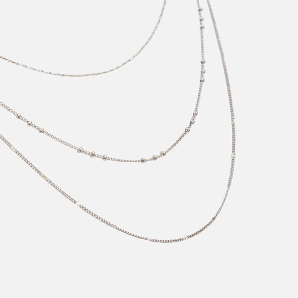 Load image into Gallery viewer, Necklace triple chains with delicate silver mesh
