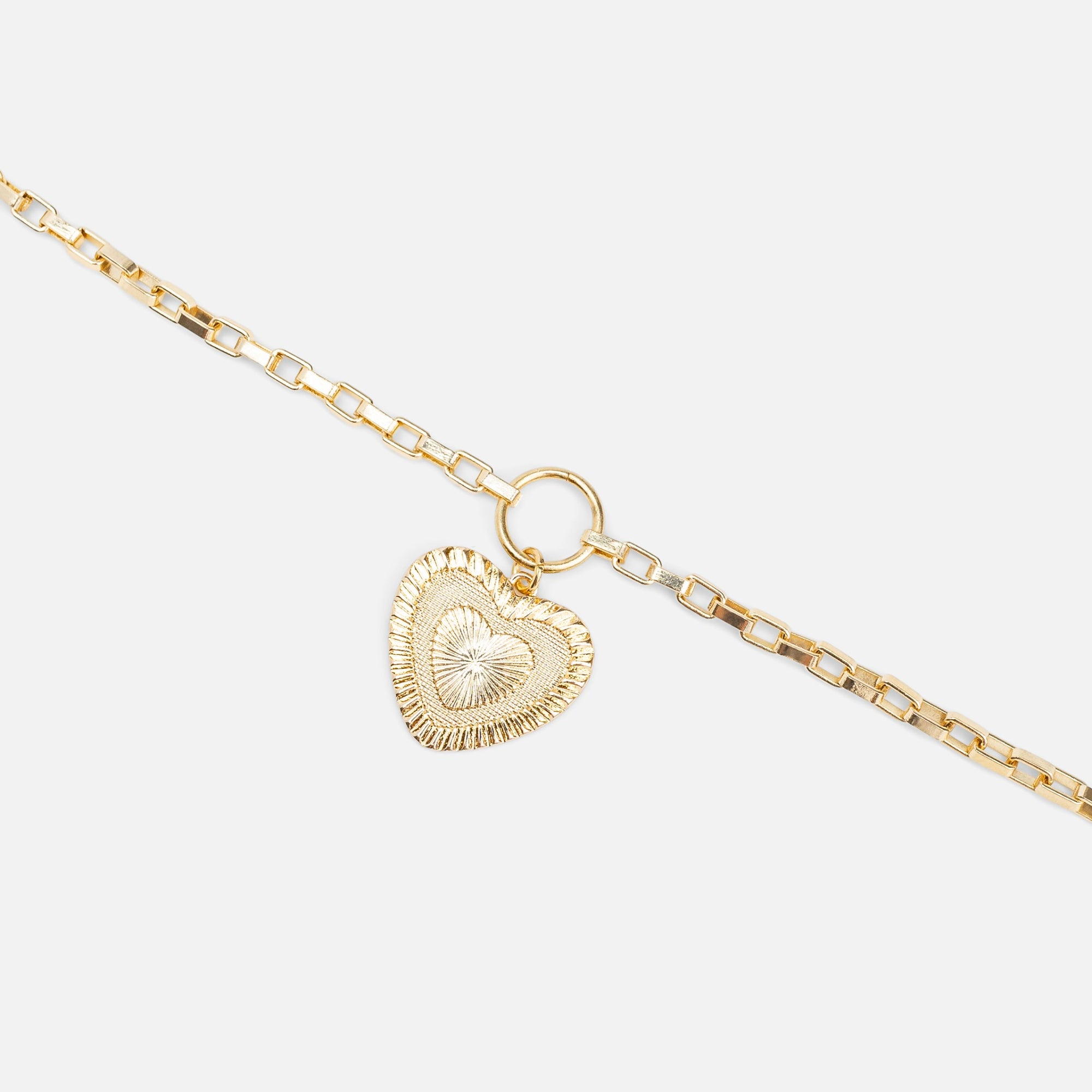 Bracelet doré chaîne large avec breloque cœur