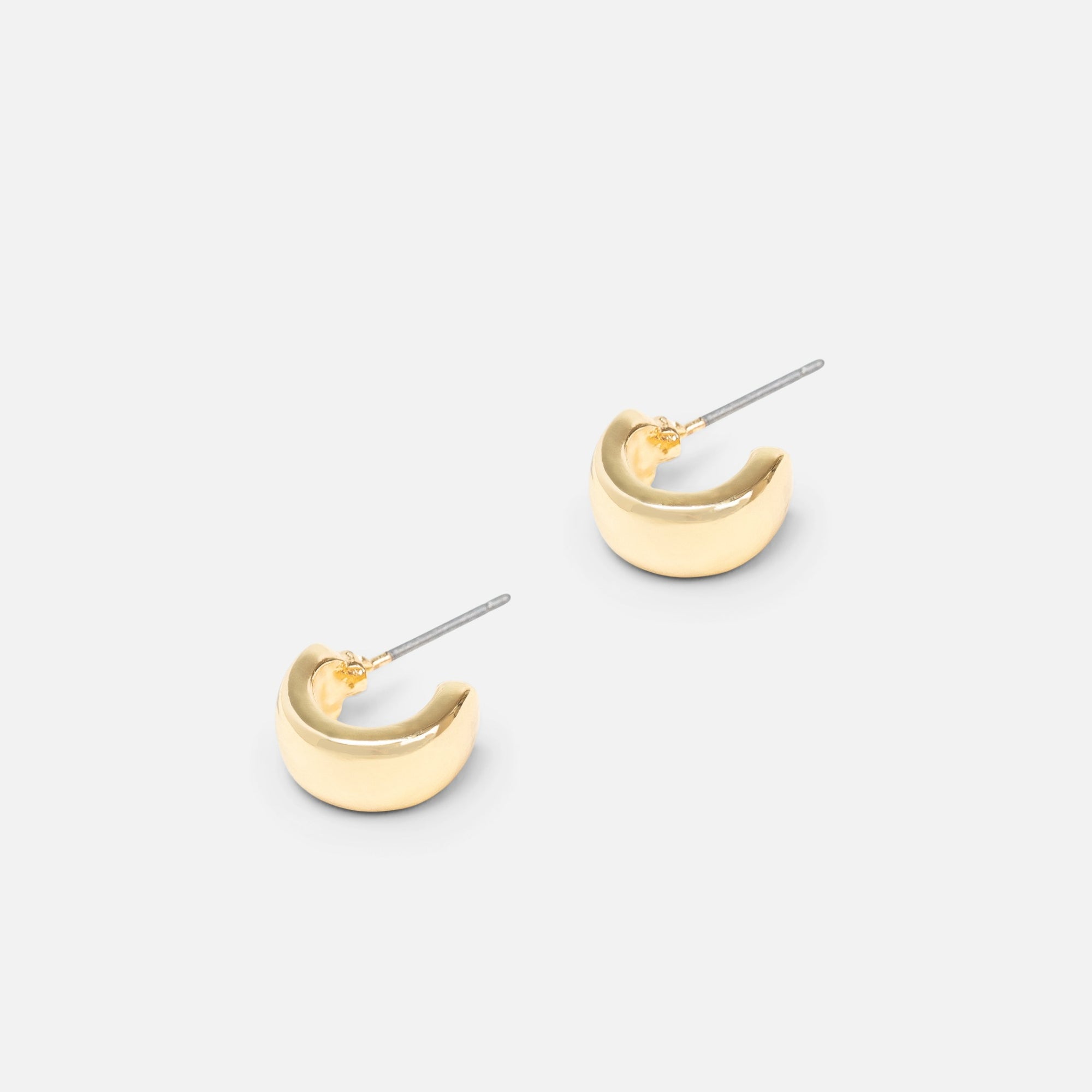 Set of three golden, silver and grey hoop earrings