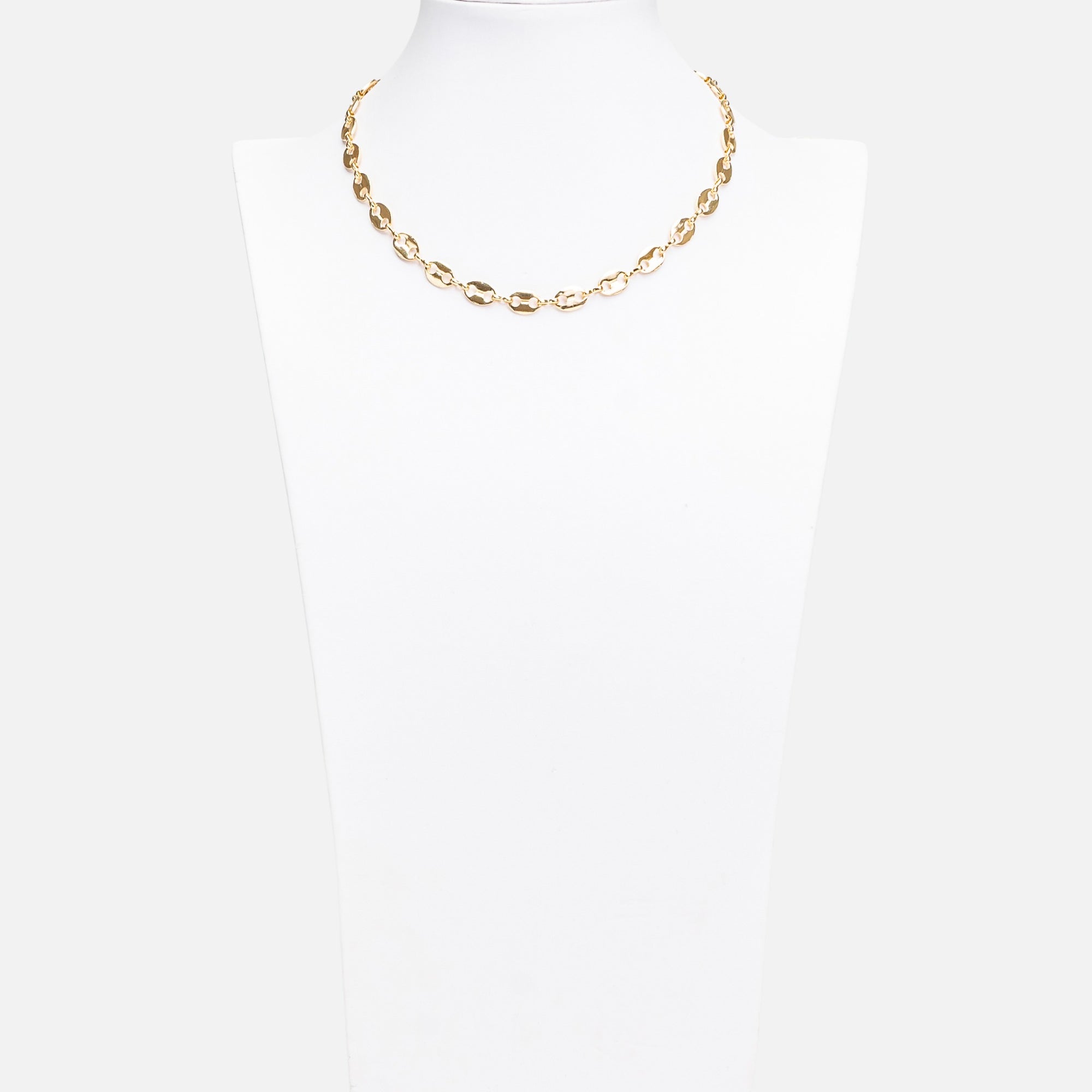 Golden necklace with anchor mesh