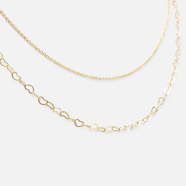 Load image into Gallery viewer, Double delicate chains necklace with little hearts
