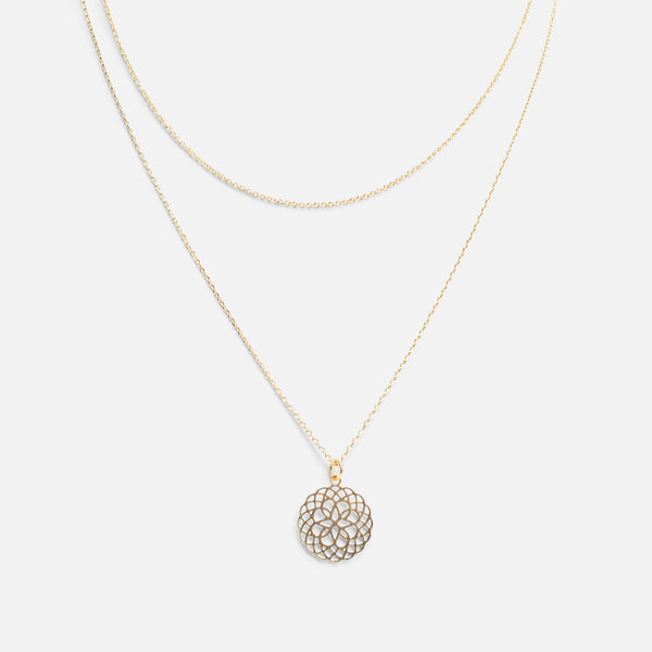 Load image into Gallery viewer, Double golden chain necklace with filigree charm
