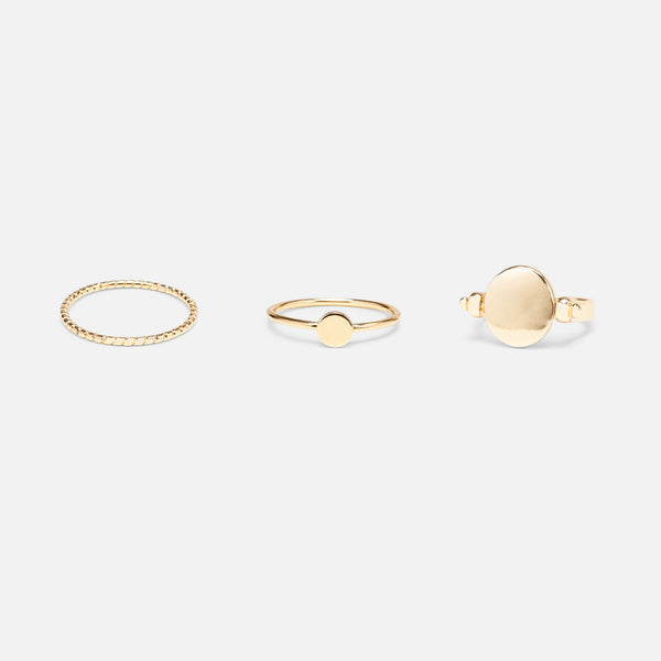 Load image into Gallery viewer, Set of three golden rings with signet rings
