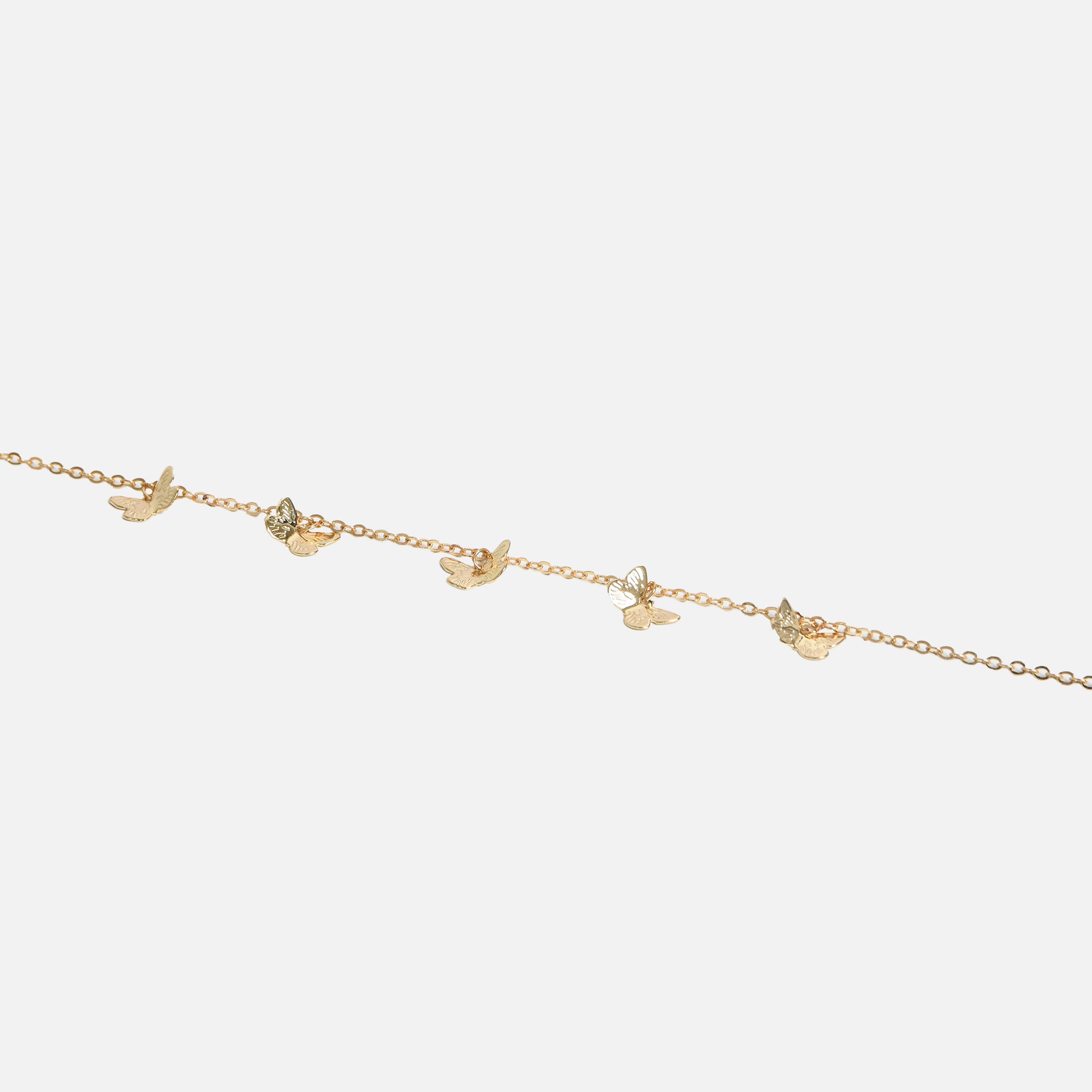 Duo of golden ankle chains with butterfly charms