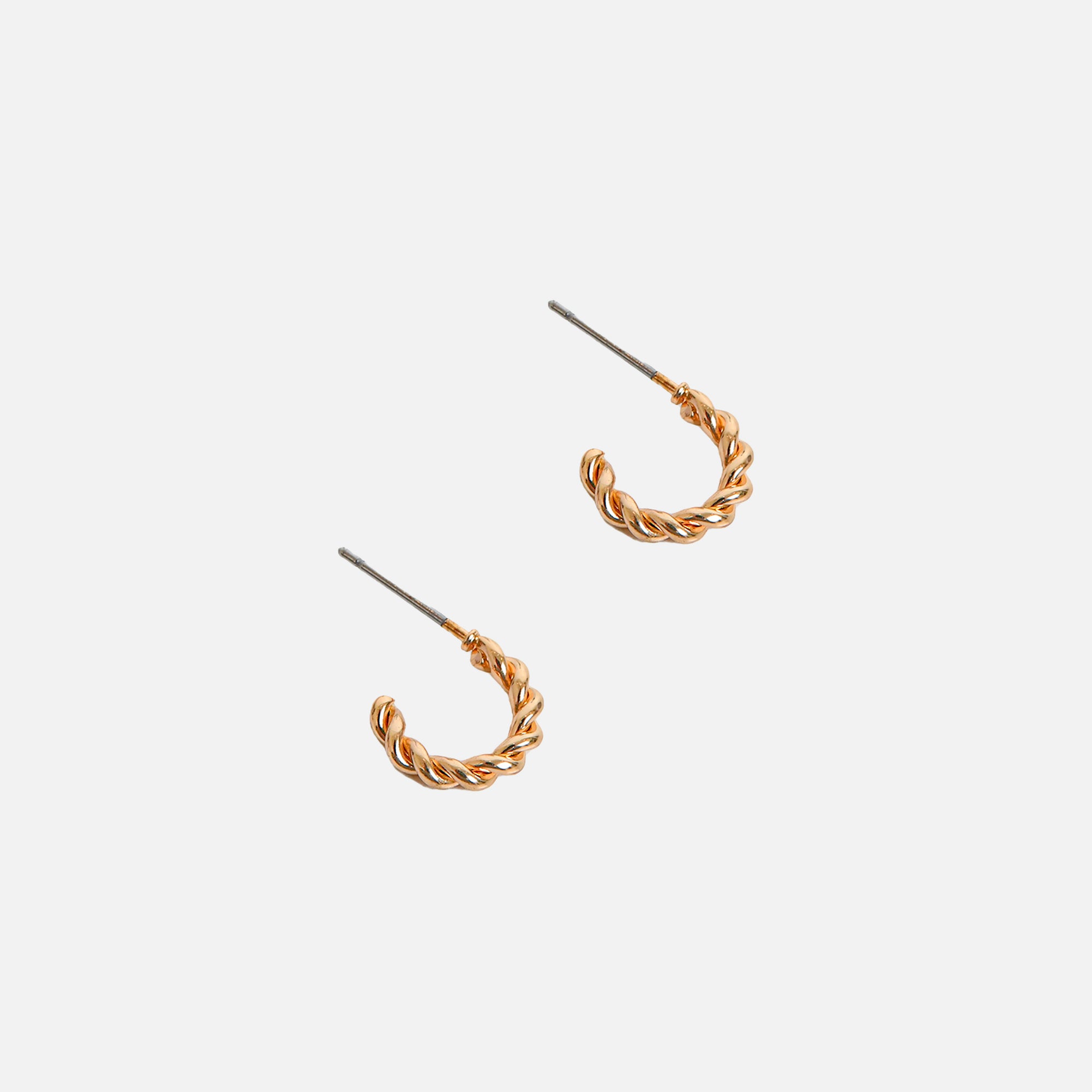 Trio of fixed and hoops golden earrings