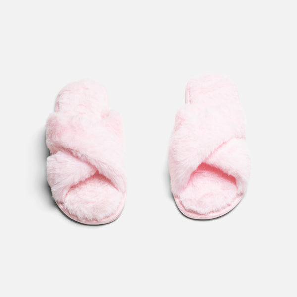 Load image into Gallery viewer, Fur pink slippers
