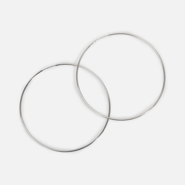Load image into Gallery viewer, Very thin silvered hoop earrings
