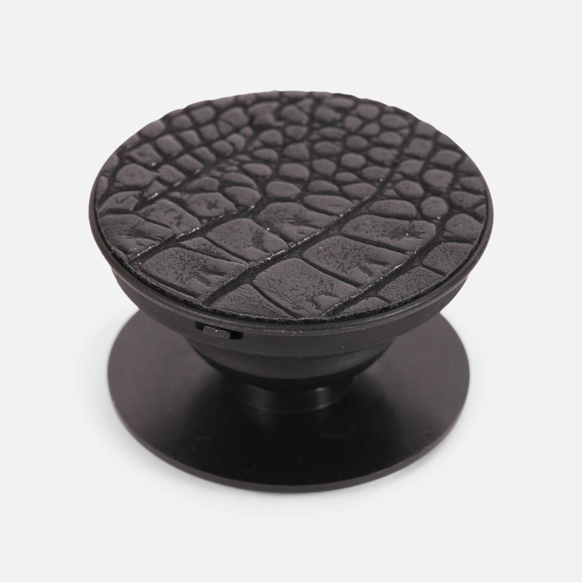 Black snakeskin-printed smartphone stand and grip