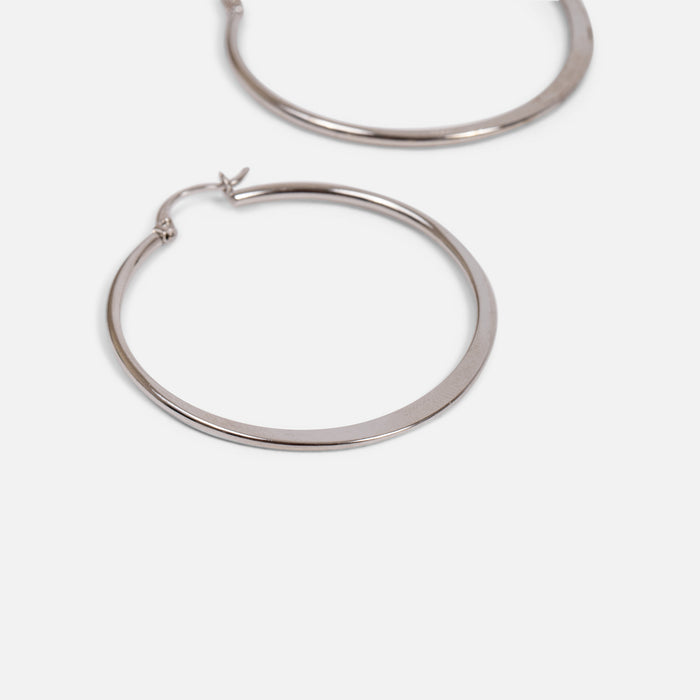 Boucles d'oreilles anneaux minces argentées 45 mm