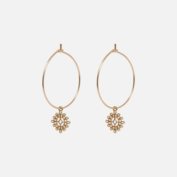 Load image into Gallery viewer, Duo of hoop earrings with filigree medallions
