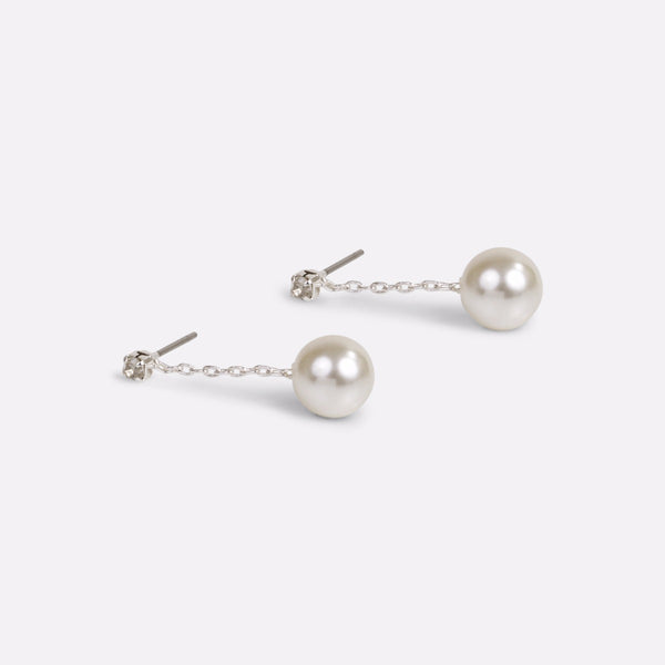 Load image into Gallery viewer, Pendant earrings with pearl and stone
