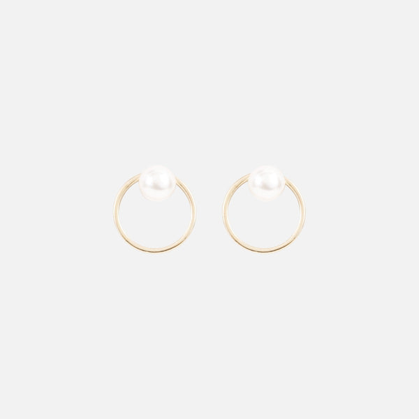 Load image into Gallery viewer, Small versatile earrings with circle and pearl
