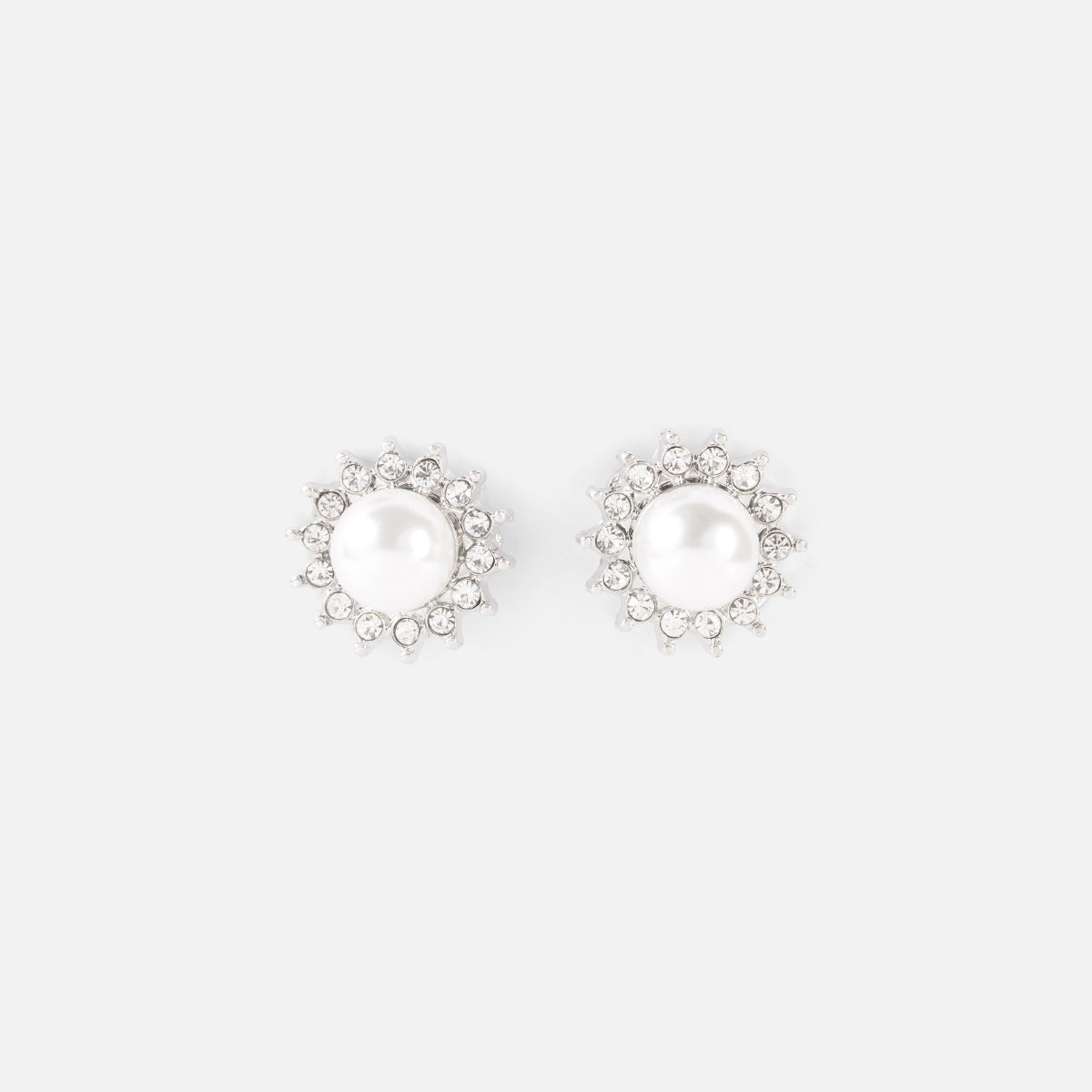 Star shape clip earrings with pearl and stones